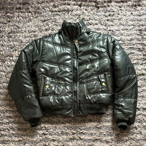 Everyday Trending Dark Green Shining Puffer Jacket, Size S
